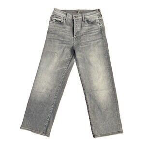 MOTHER The Rambler Ankle Bars & Phrases Wash Cotton Blend Jeans Gray Flare SZ 29